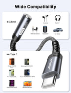 JSAUX 2-Pack USB C to 3.5mm AUX Audio Adapter for iPhone 17, Galaxy S25