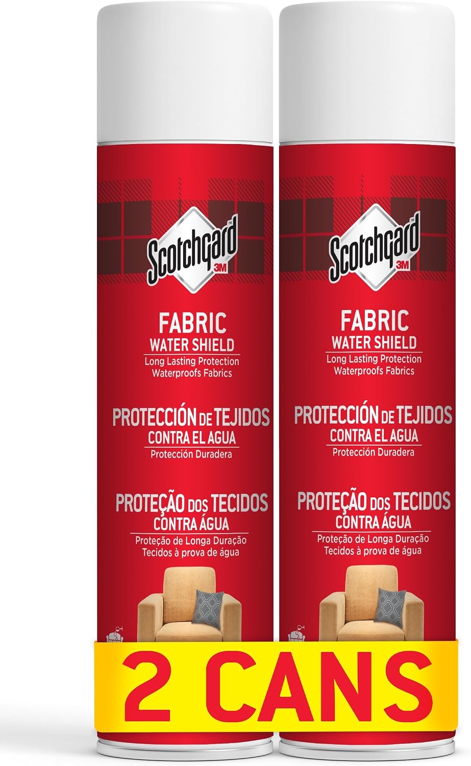 Scotchgard Fabric Water Shield, 2 Cans x 400 ml each - Water Repellent Spray for Clothing and Household Upholstery Items, Long-Lasting, Fragrance free