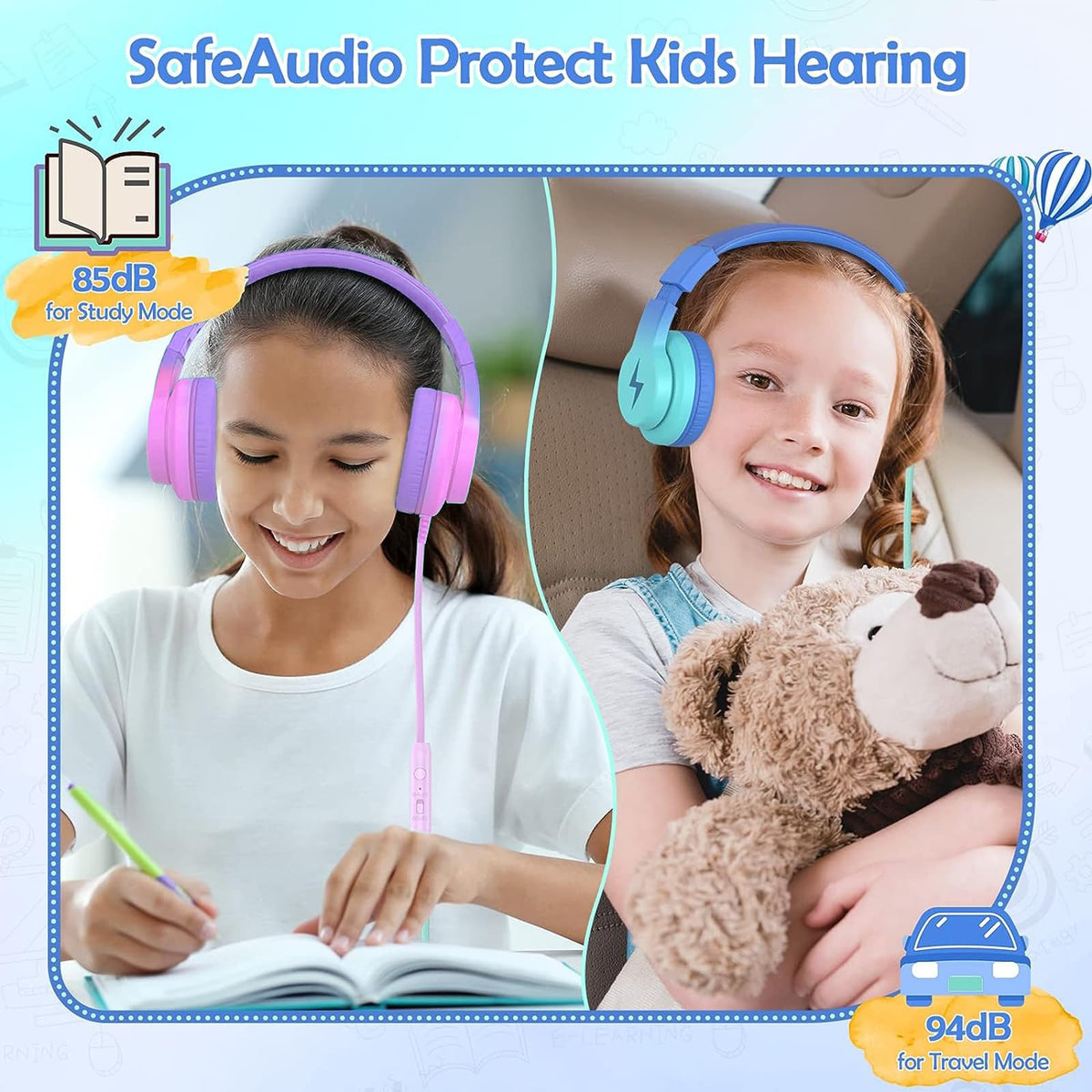 Candy Bila Wired Kids Headphones for School, Over-Ear for Boys Girls
