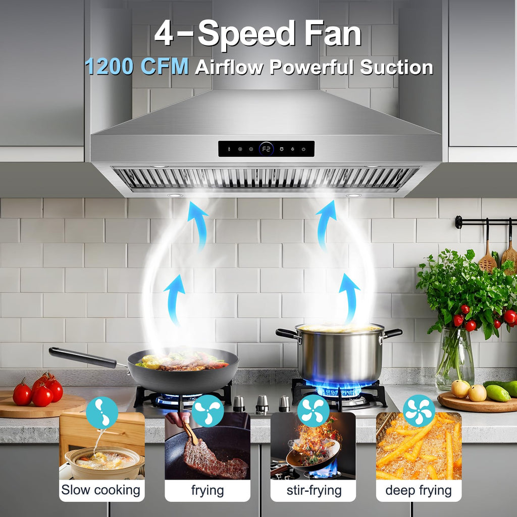 42 inch Range Hood Under Cabinet 1200 CFM Stainless Steel Stove Vent Hoods