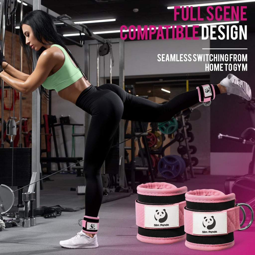 Slim Panda Ankle Straps for Cable Machines, Cable Kickback Ankle Cuffs