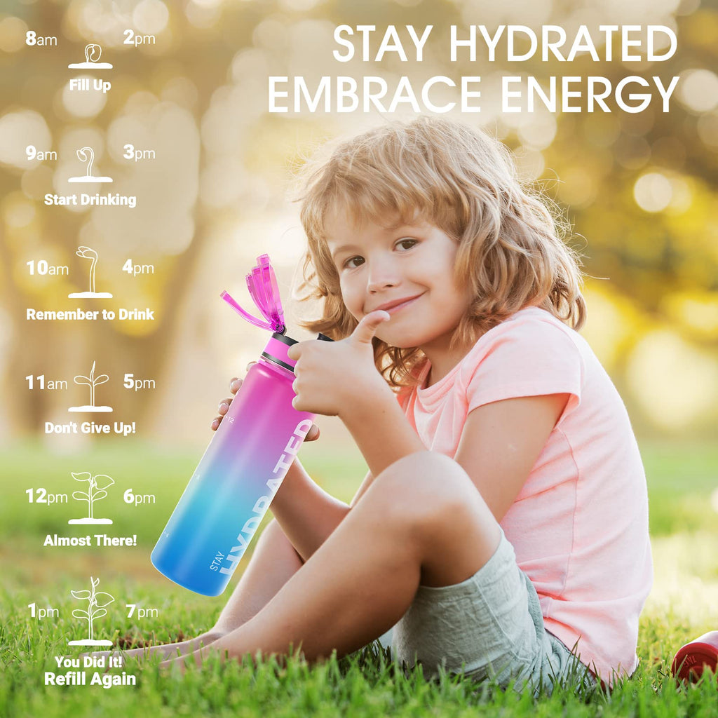 Sahara Sailor Water Bottle 1L, Leakproof Tritan Bottle with Time Marker
