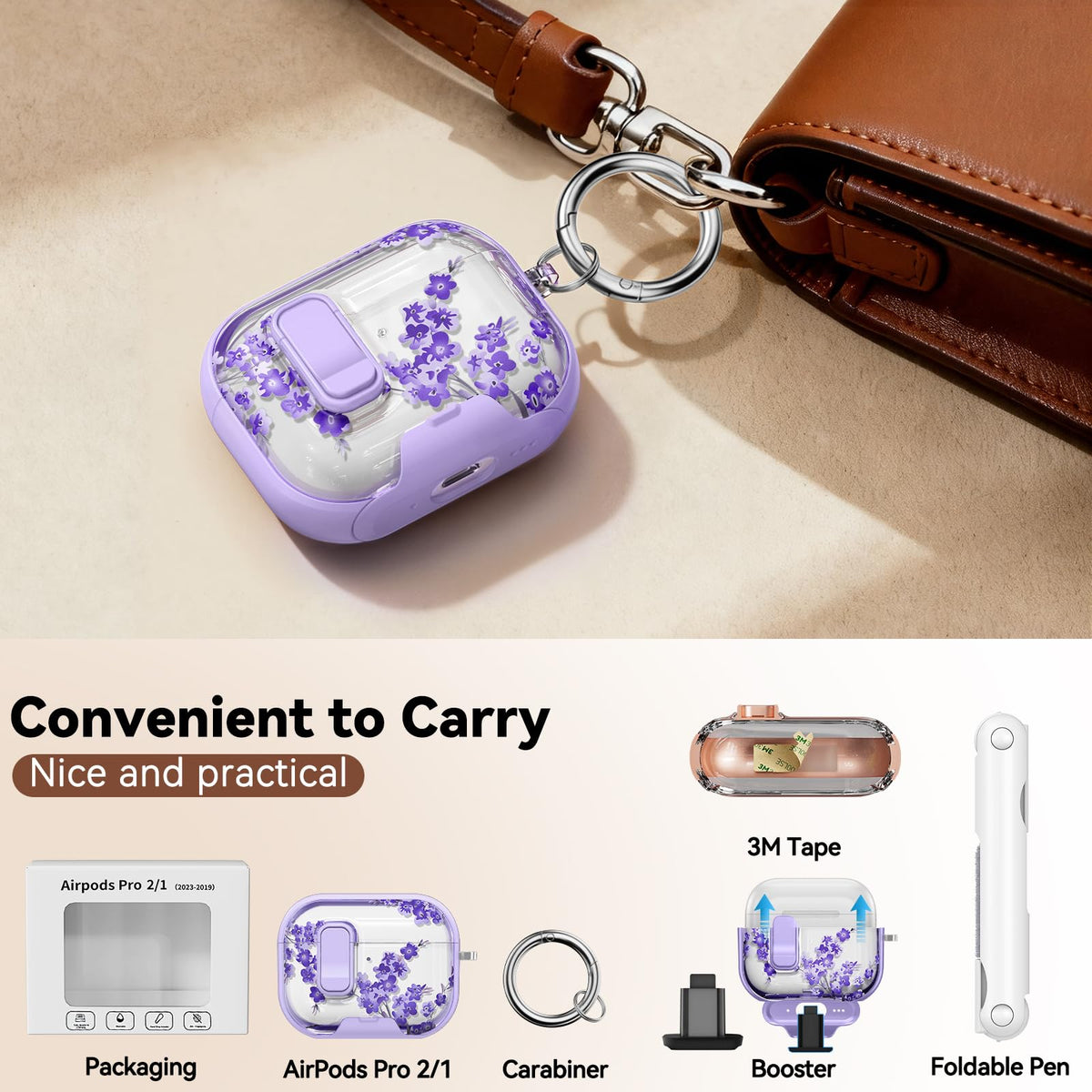 for AirPods Pro 2nd/1st Case (2023-2019)-Purple Bell Flower