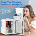 Antarctic Star Compact Refrigerator, Portable Mini Fridge, Skin Care 4L Capacity/6 Cans, for Bedroom, Car, Office & Dorm, Small Cooler for Cosmetics, Beverage and Food, White