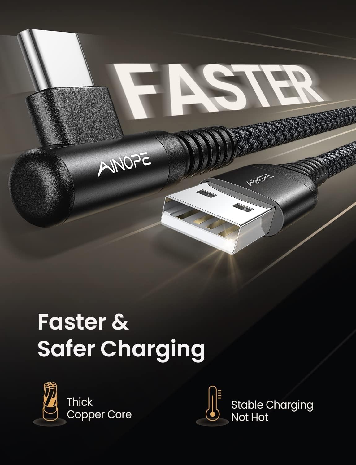 Samsung USB C Charger Cable, 2 Pack 2M Fast Charge, Right Angle Nylon Braided Type C Cable Compatible with S10 S9, Huawei, Google Pixel, Sony Xperia, LG