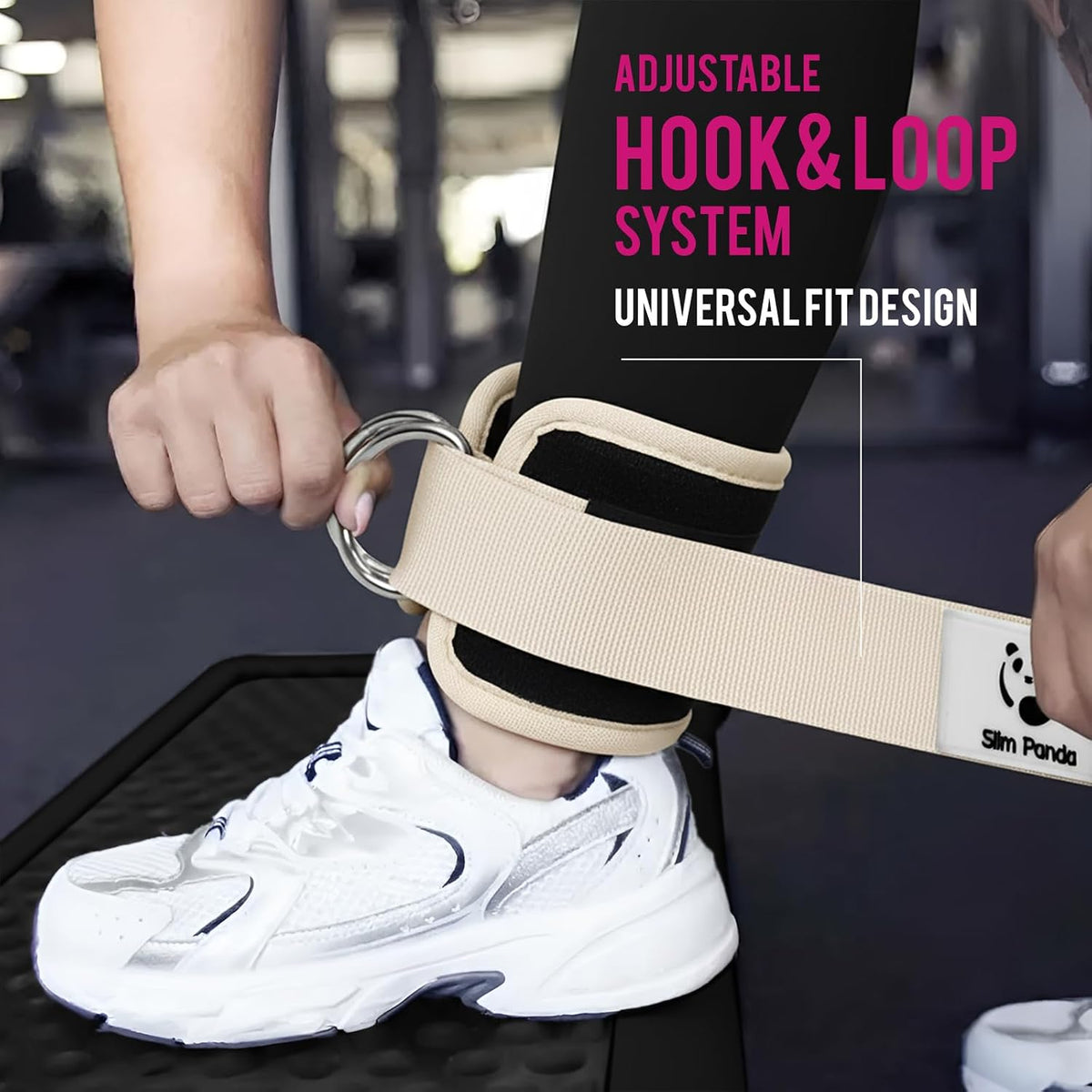 Slim Panda Ankle Straps for Cable Machines, Cable Kickback Ankle Cuffs