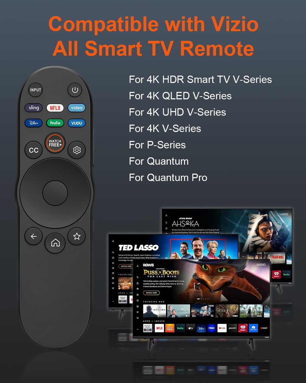 Universal Remote Control for Vizio Smart TV XRT270 XRT260 XRT140 XRT136 FHD 4K QLED UHD Smartcast Quantum Pro D/E/PX/P/M/V Series TV Remotes Replacement
