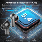 Wireless Earbuds, Bluetooth 5.4 Ear Buds, LED Power Display, 6D Bass Stereo