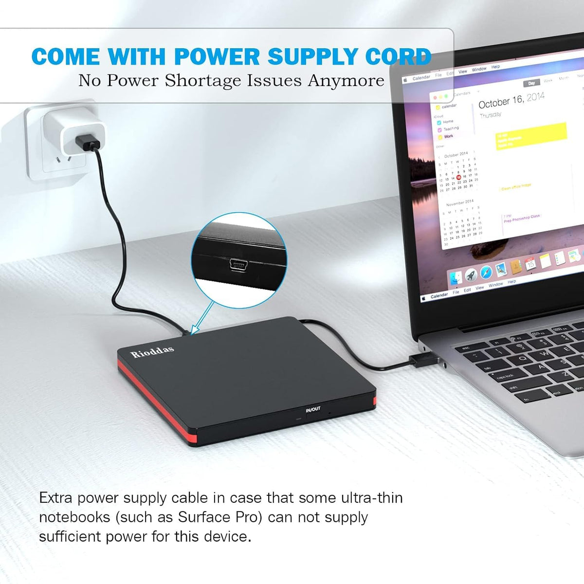 Rioddas External USB-C 3.0 CD/DVD Drive Burner +/-RW, Ultra-Slim Portable DVD Player Writer Reader for Windows 11/10/8 Linux, Laptop Desktop PC Mac iMac MacBook
