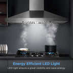 Wall Mount Range Hood 30 inch, 900 CFM Stainless Steel Kitchen Hood