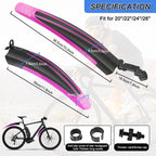 Bike Mudguard Set, Portable Adjustable Road Mountain Bike Bicycle Cycling Tires Front and Rear Mud Guard Fenders for MTB Mountain Road Bike