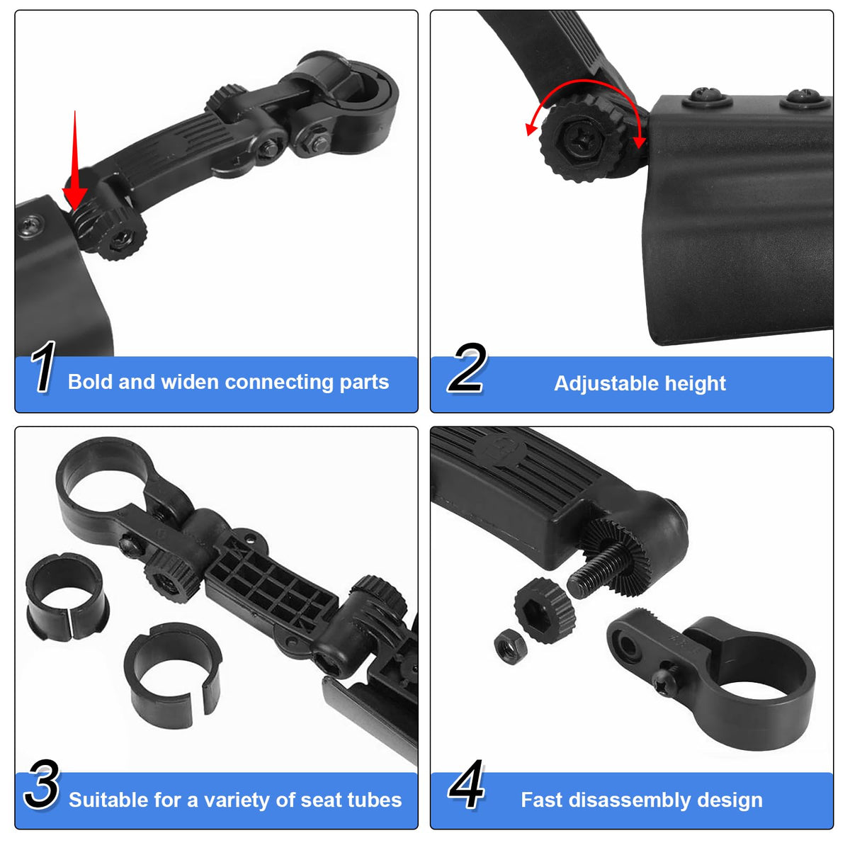 Bike Mudguard Set, Portable Adjustable Road Mountain Bike Bicycle Cycling Tires Front and Rear Mud Guard Fenders for MTB Mountain Road Bike