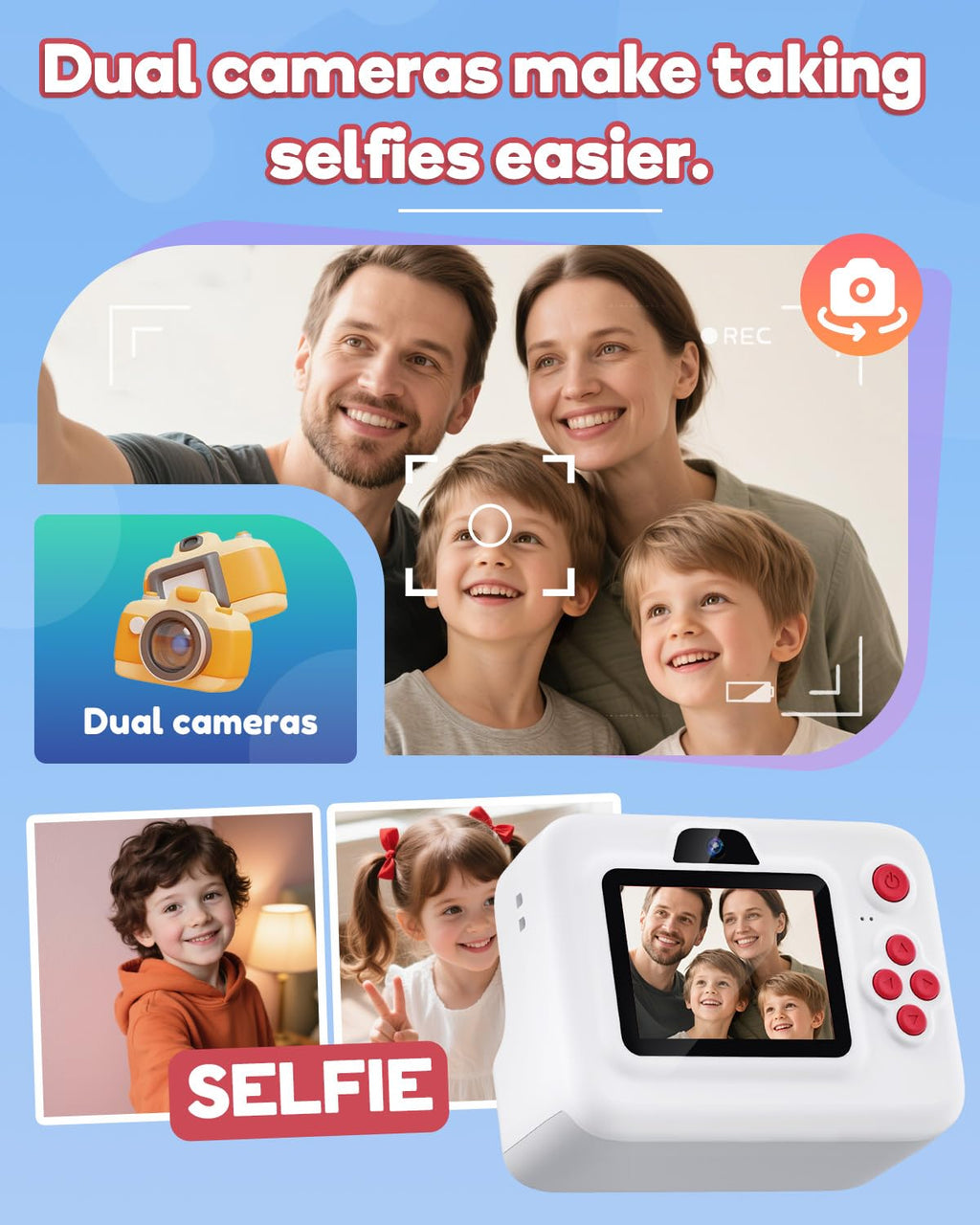 Dylanto Kids Camera Instant Print,1080P Kids Instant Cameras that Print Photos,Christmas Birthday Gifts for Girls Age 3-12,Portable Toy for 3 4 5 6 7 8 9 10 Year Old Girls Boys-Blue