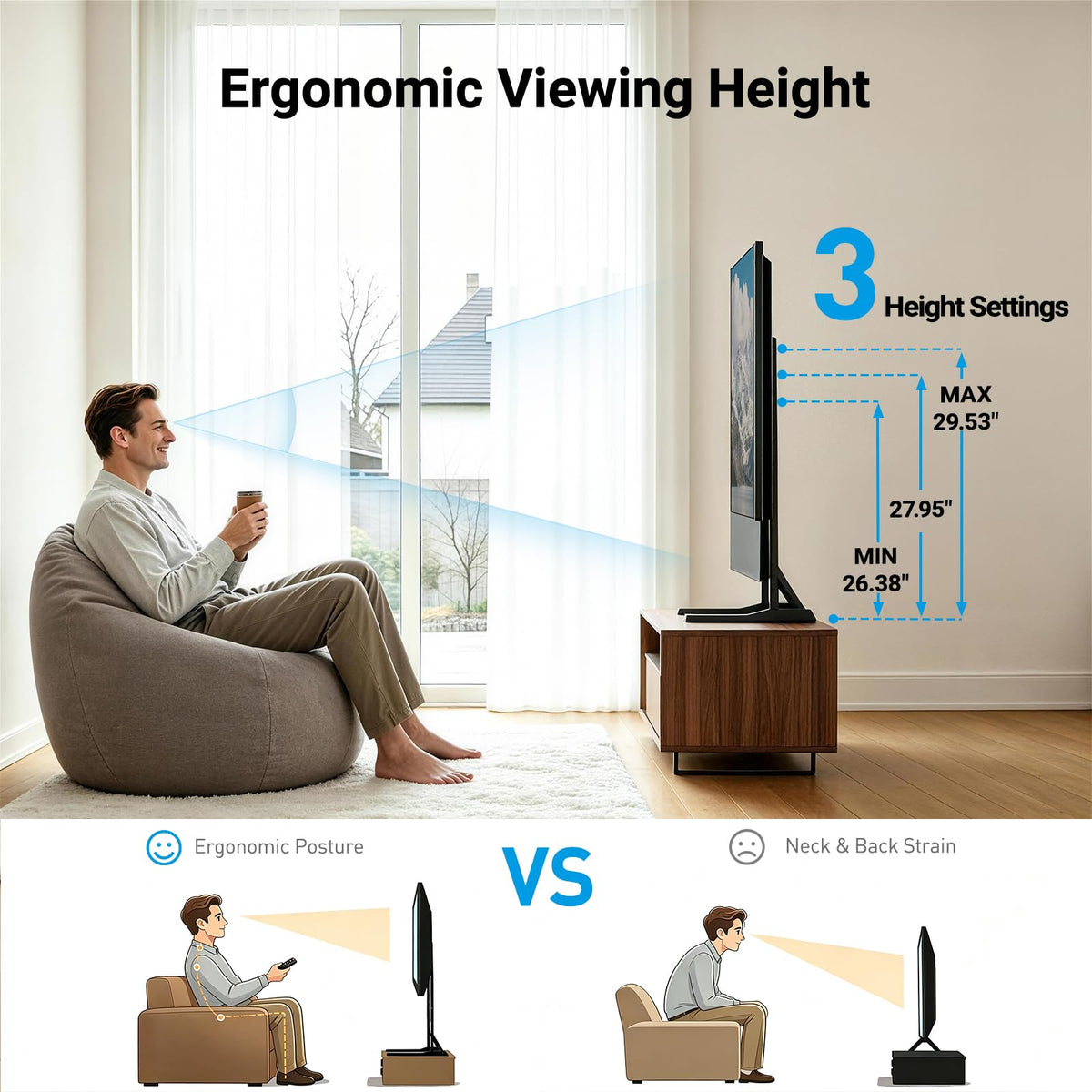 PERLESMITH Universal TV Stand Legs for 20–75 Inch TVs up to 110 lbs