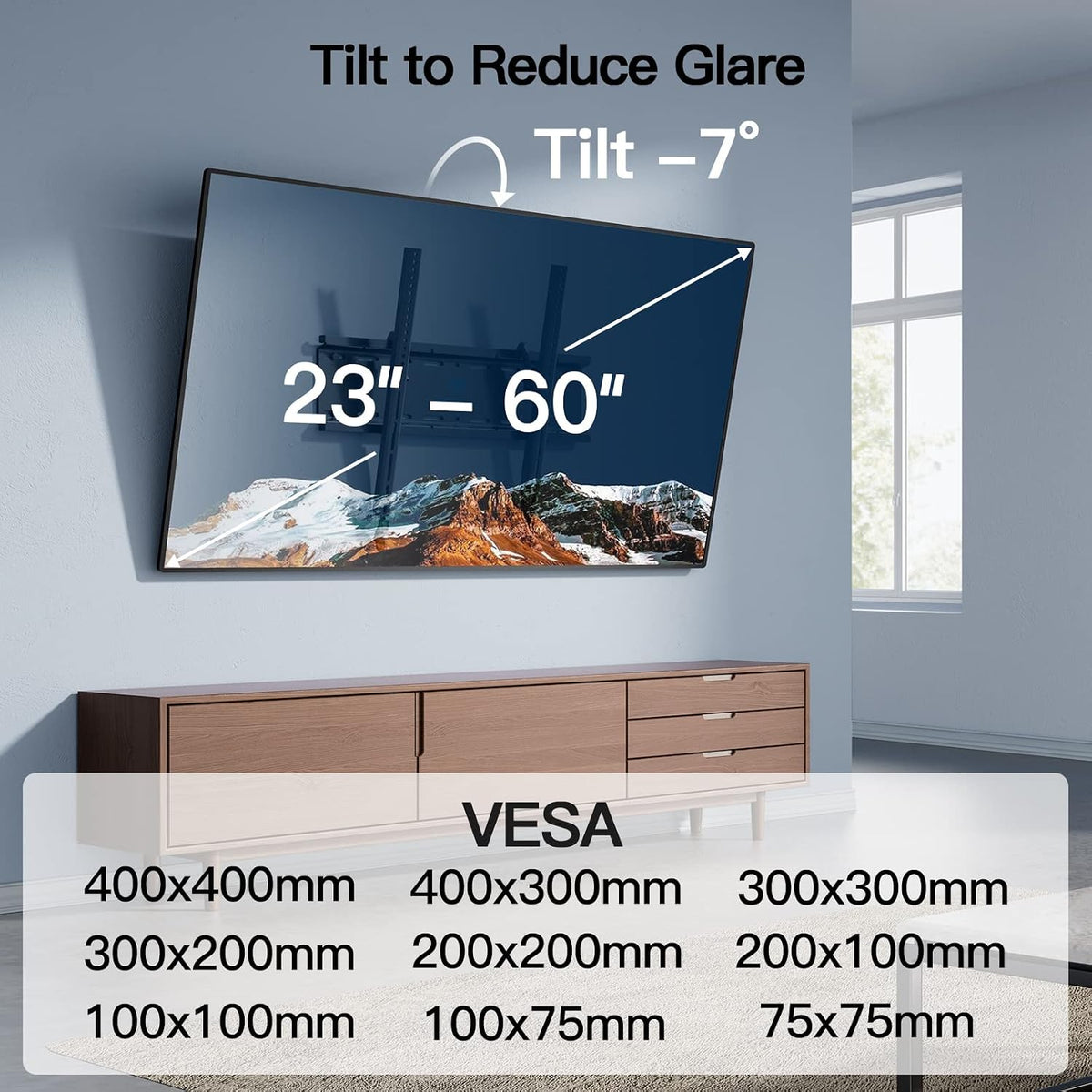 PERLESMITH Tilting TV Wall Mount for 23–60 inch TVs up to 115 lbs