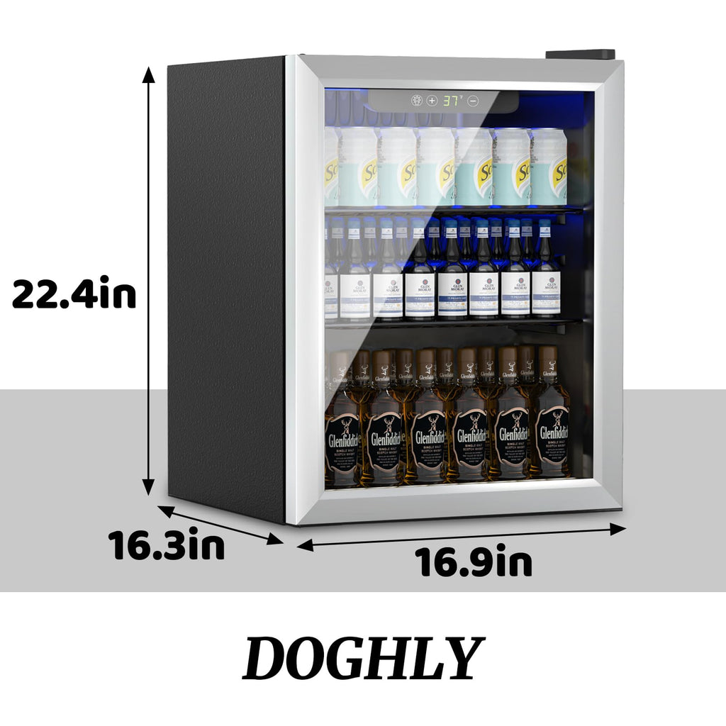 DOGHLY 0.95 Cu.Ft Mini Fridge Mirror Door for Beverages & Skincare, 24 Cans