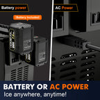 2 in 1 Cordless Countertop Ice Maker, Battery Powered Portable Countertop Ice Machine, 6-Minute Fast Ice Cubes with 2 Size, 40lbs Daily, 40dB Quiet, Self-Cleaning, 2 × 7.8Ah Battery, Stainless Steel