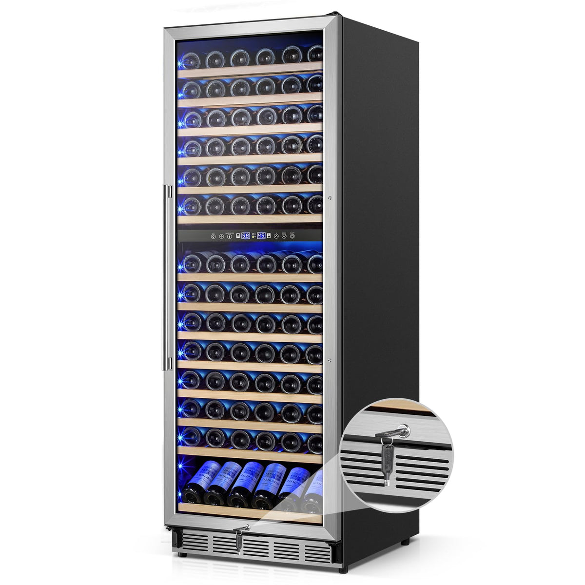 24" Dual Zone Wine and Beverage Refrigerator, Under Counter with Glass Door