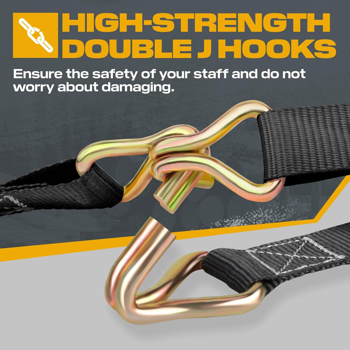 Ratchet Straps with Hook, 6M x 25MM, Heavy Duty, 4 Pack/Black