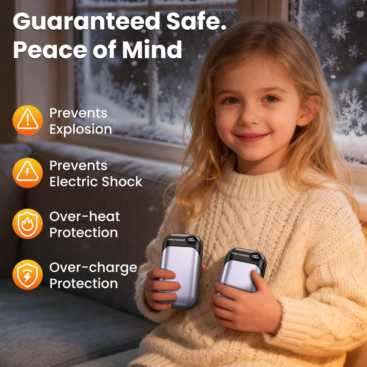 Hand Warmers, 2 Pack Magnetic Electric Handwarmer, 6000mAh USB Hand Warmers Rechargeable, 4 Heat Settings, LED Digital Display, Suitable for Outdoor Indoor - Hunt, Camp, Golf or Gift Giving