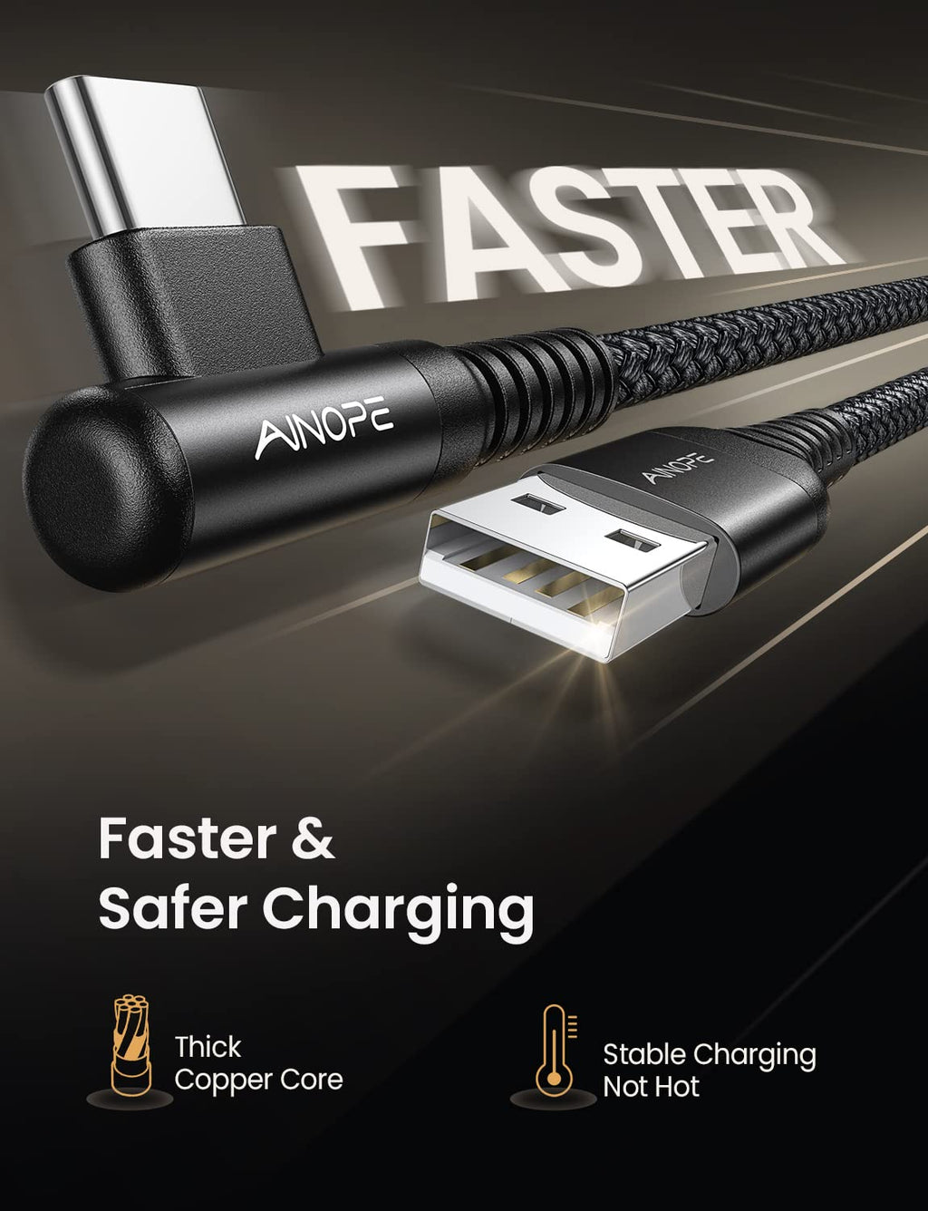 Samsung USB C Charger Cable, 2 Pack 2M Fast Charge, Right Angle Nylon Braided Type C Cable Compatible with S10 S9, Huawei, Google Pixel, Sony Xperia, LG