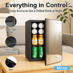 DOGHLY 0.95 Cu.Ft Mini Fridge Mirror Door for Beverages & Skincare, 24 Cans