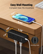 SUPERDANNY 15Ft Extension Cord with Multiple Outlets, Flat Plug Power Strip