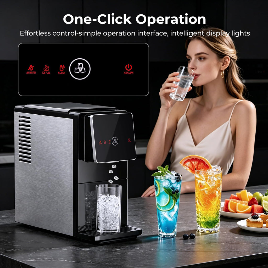 Antarctic Star Nugget Ice Maker Countertop with Self-Dispensing, 33lbs/24H