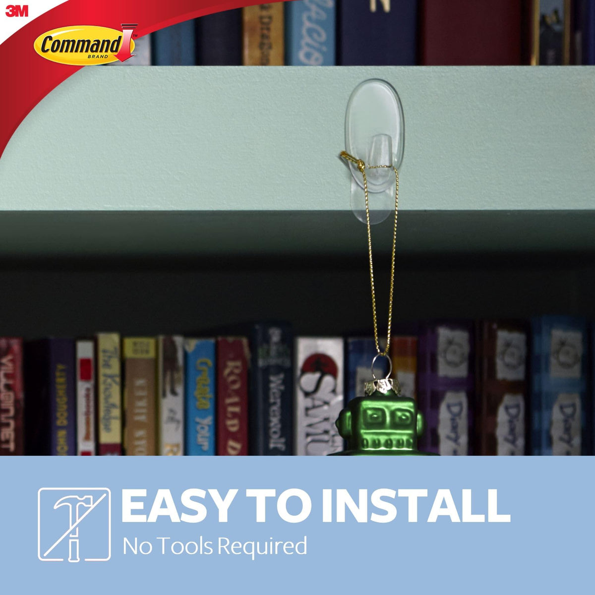 Command Medium Hooks, Clear, 2 Hooks and 4 Adhesive Strips