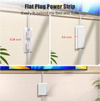 CABOCASA 3FT Flat Plug Extension Cord Power Strip 3 Outlets White Upward