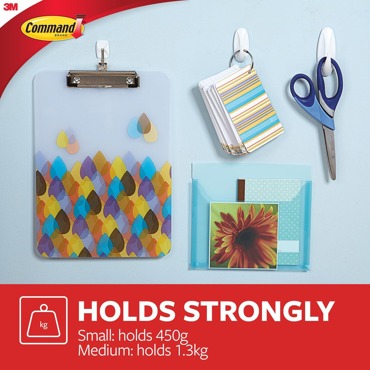 Command Medium Designer Hooks, 6 White Hooks and 9 Adhesive Strips