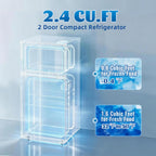 DEMULLER 45L Personal Double‑Door Mini Fridge With Freezer, Blue