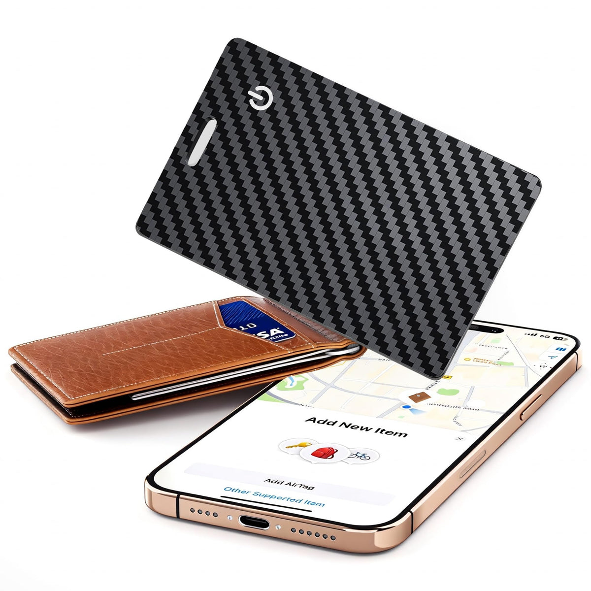 [Apple MFi Certified] 2 Pack Wallet Tracker Card with Apple Find My (iOS Only) Rechargeable Air Tracker Tags Bluetooth Wallet Finder IP68 Waterproof GPS Tracker Item Finder for Keys, Bags, Passport