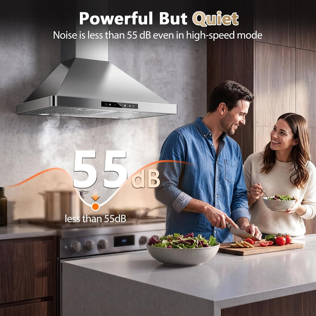 Wall Mount Range Hood 30 inch, 900 CFM Stainless Steel Kitchen Hood