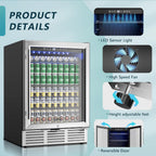 EUHOMY 24 Can Mini Fridge, 18L Beverage Refrigerator with Quiet Compressor