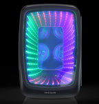 Frigidaire Gaming Light Up Mini Beverage Refrigerator, 6 can, 4 liters, Cooler with large see through door and LED lights Perfect for Gaming Experience, Home, Office, or Cars.12V Charger (Blue)