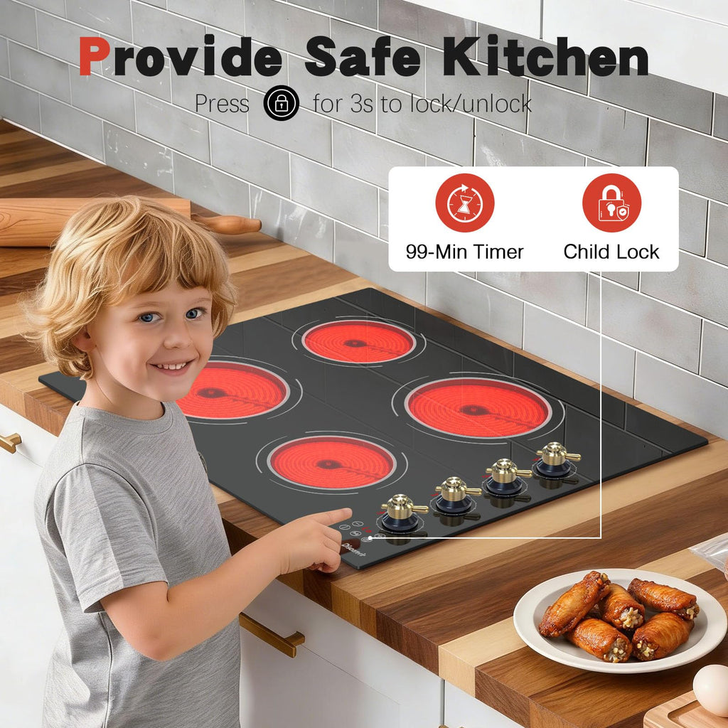 2 Burner Electric Cooktop 110V, 2000W Shard Power