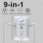 Multi Plug Wall Outlet Night Light, POWRUI 6 Outlet Extender & 3 USB Ports