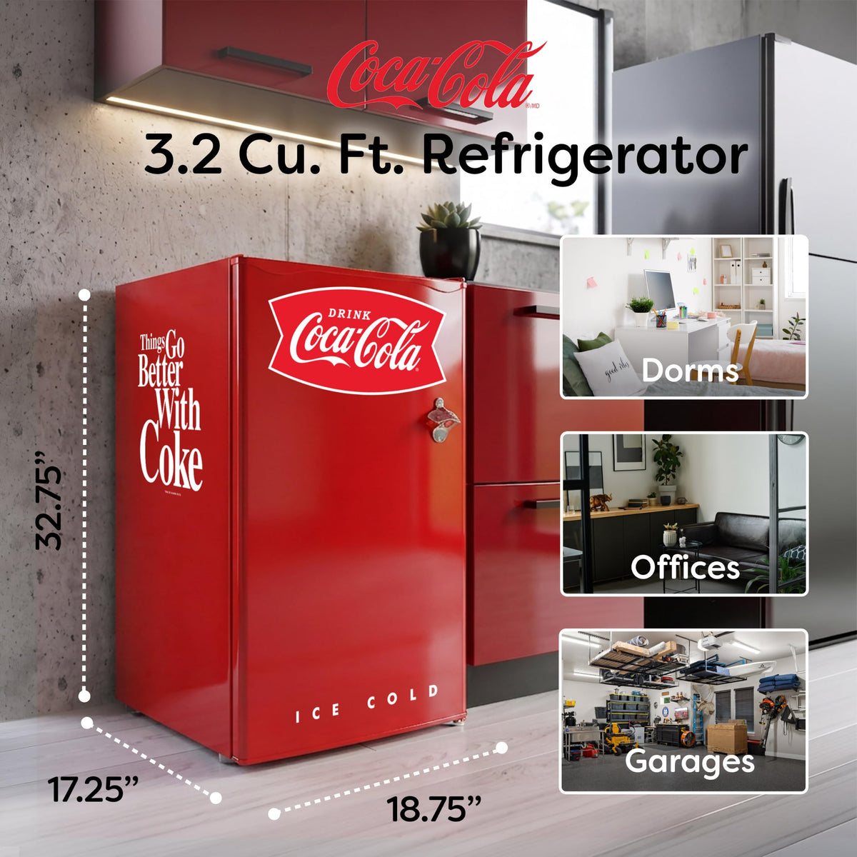 Igloo 2.6 Cu.Ft Mini Fridge with Freezer- Single Door Compact Refrigerator with Glass Shelves for Homes, Dorms & Offices- Keep Snacks, Drinks & Frozen Foods Cool with Temperature Control Fridge- White