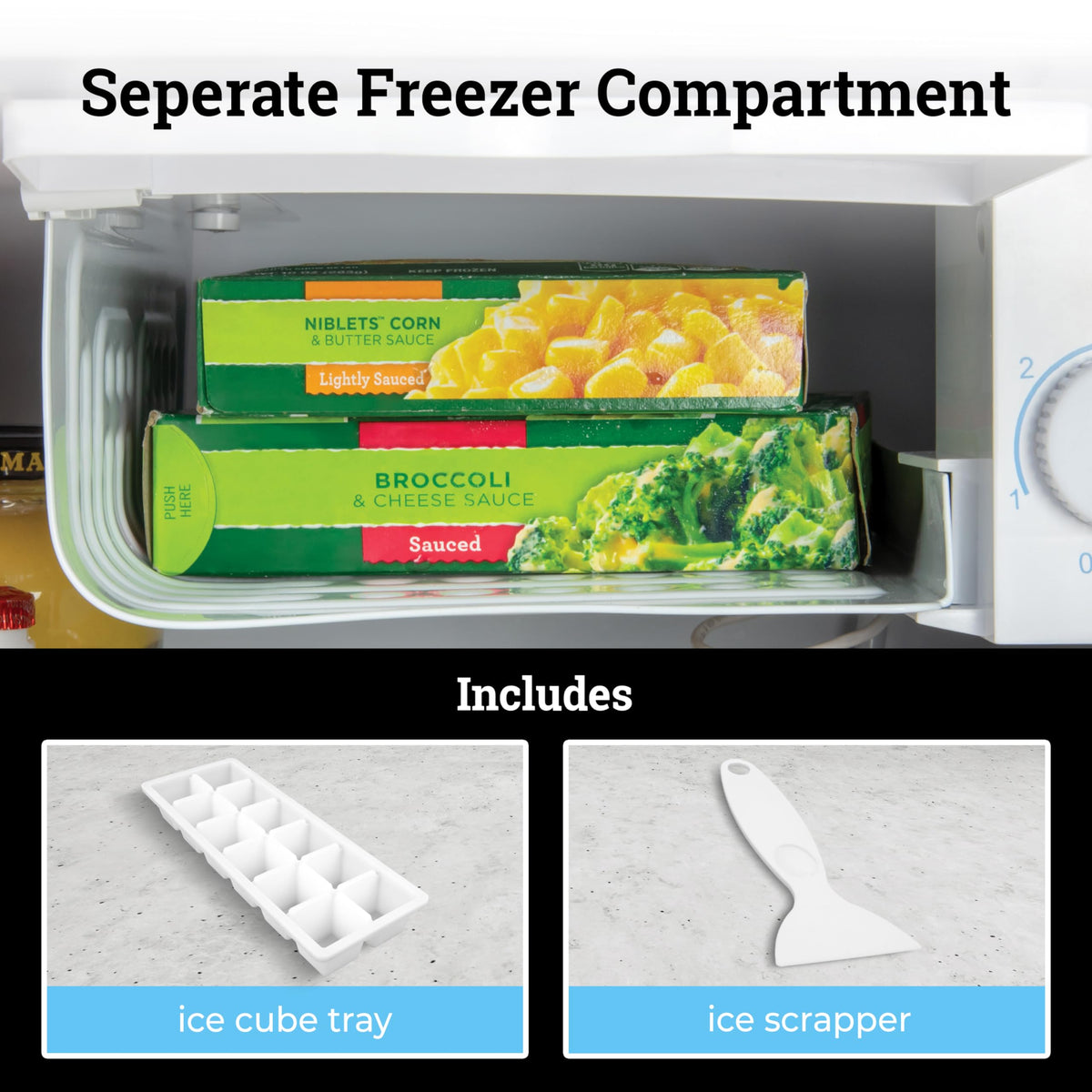 Igloo 2.6 Cu.Ft Mini Fridge with Freezer- Single Door Compact Refrigerator with Glass Shelves for Homes, Dorms & Offices- Keep Snacks, Drinks & Frozen Foods Cool with Temperature Control Fridge- White
