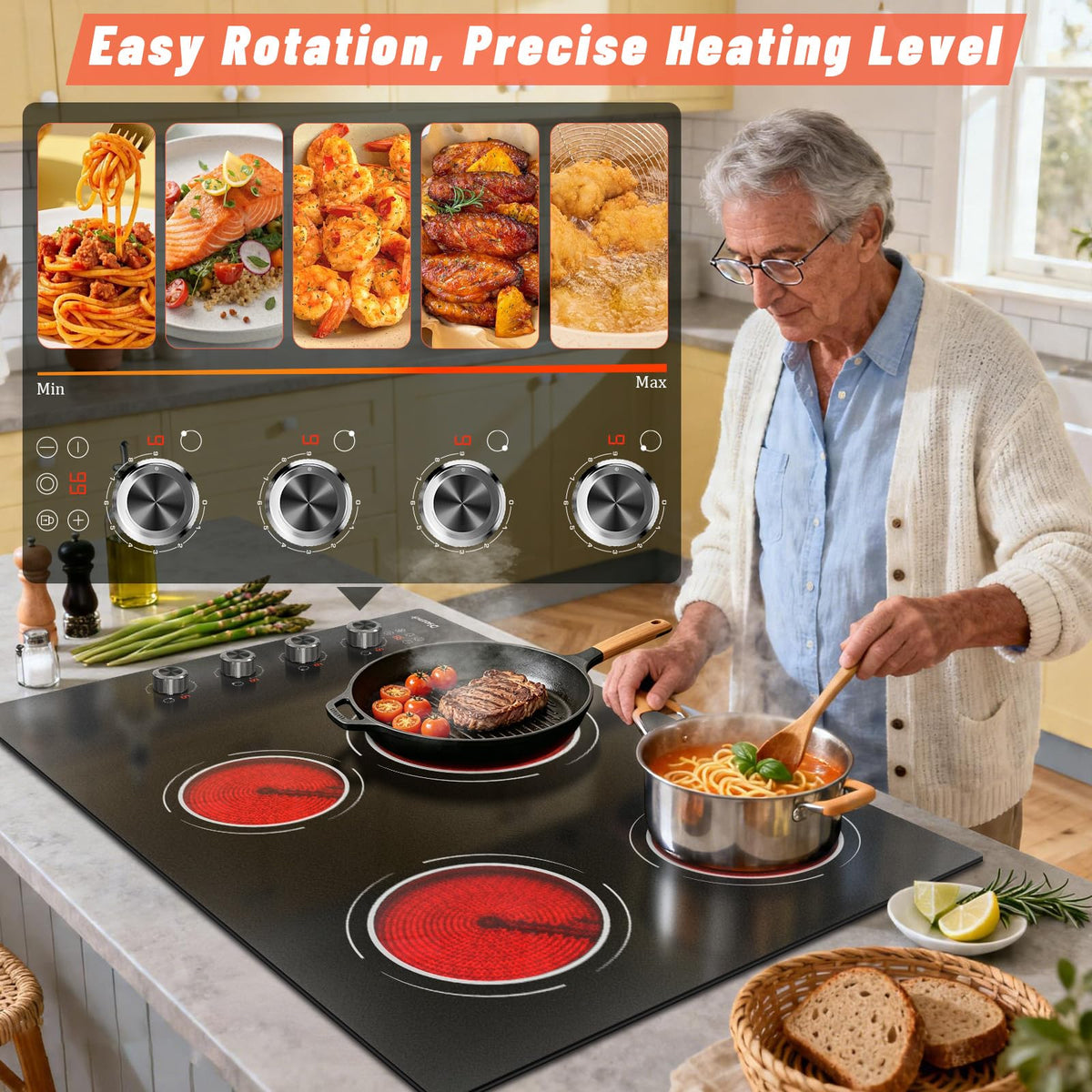 2 Burner Electric Cooktop 110V, 2000W Shard Power
