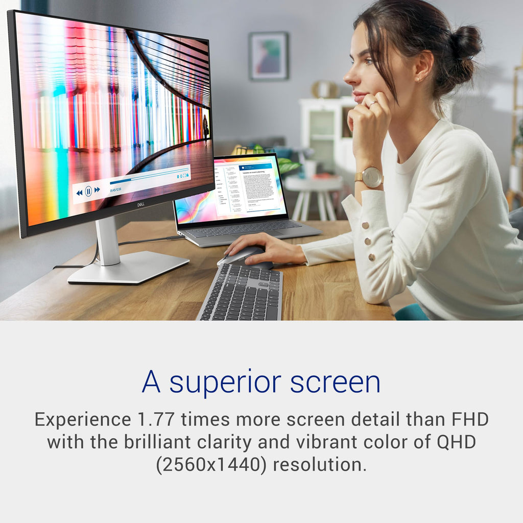 Dell 27 Plus QHD Monitor - S2725DSM - 27-inch QHD (2560x1440) 144Hz 1ms Display, 2 x 3W Speakers, HDMI/DisplayPort 1.4 Connectivity, Height/Tilt/Pivot/Swivel Adjustability, AMD FreeSync - Ash White