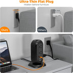 TESSAN Tower Power Strip Flat Plug with 1050J Surge Protection, 6 Ft, Black