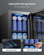 24 Can Beverage Refrigerator, Countertop Mini Fridge with Glass Door, Black