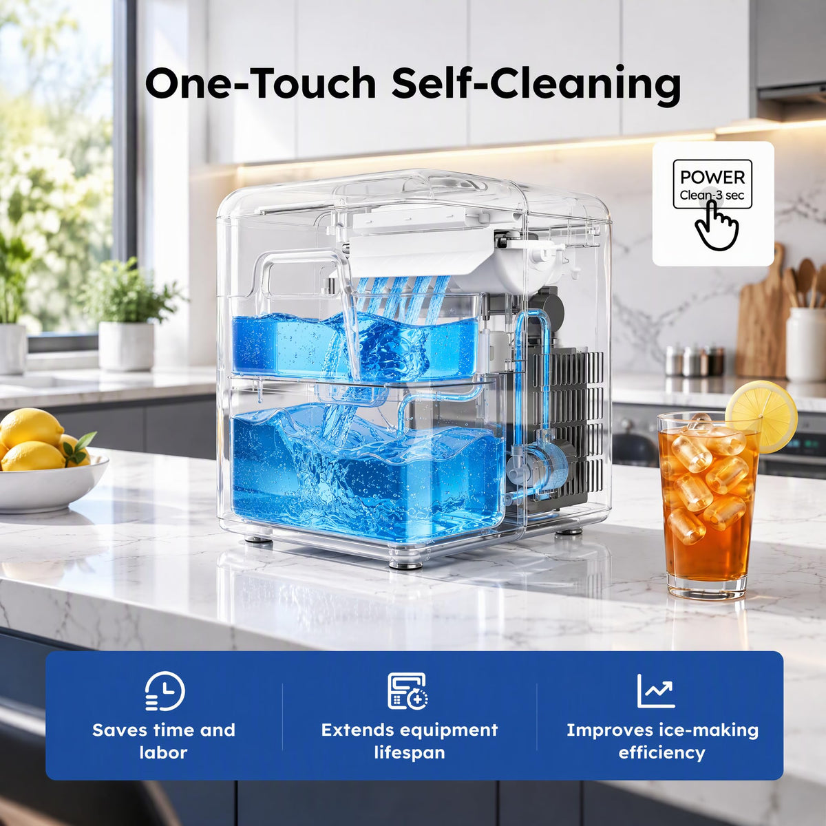 Ice Maker Countertop, 26.5 lbs/Day, 8 Bullet Fast Ice in 6 Mins