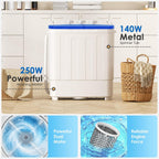 INTERGREAT Portable Washer and Dryer, 25lbs Mini Small Washing Machine Combo with Spin Dryer, Compact Twin Tub Laundry Washer Machine for Apartments, Dorm, Rv, Camping, Blue