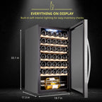 SCHMÉCKÉ 12 Bottle Compressor Wine Cooler Refrigerator w/Lock - Large Freestanding Wine Cellar For Red, White, Champagne or Sparkling Wine - 41f-64f Digital Temperature Control Fridge Stainless Steel