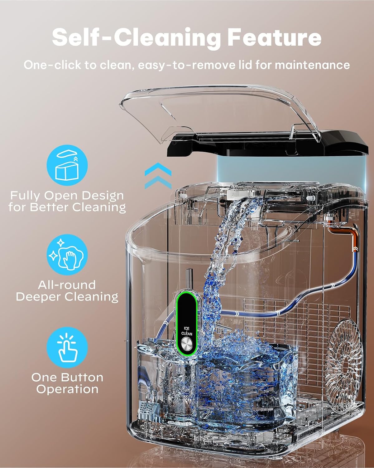 Silonn Nugget Ice Maker Countertop, Pellet Ice Machine with Self-Cleaning Function, Sonic Ice Maker Produces 36lbs of Chewable Ice in 24 Hours, Ideal for Home Kitchen and Office (Stainless Steel)