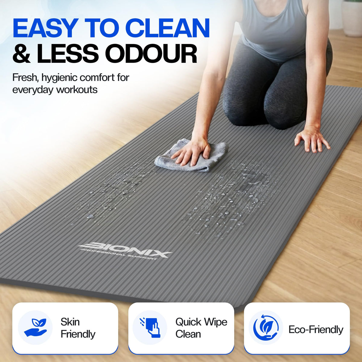 Bionix Yoga Mat For Women Men, Thick Pilates Exercise Mat, Home Gym Fitness