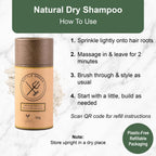 Battle Green Natural Dry Shampoo Powder 55g Tube (Mint and Tea Tree)